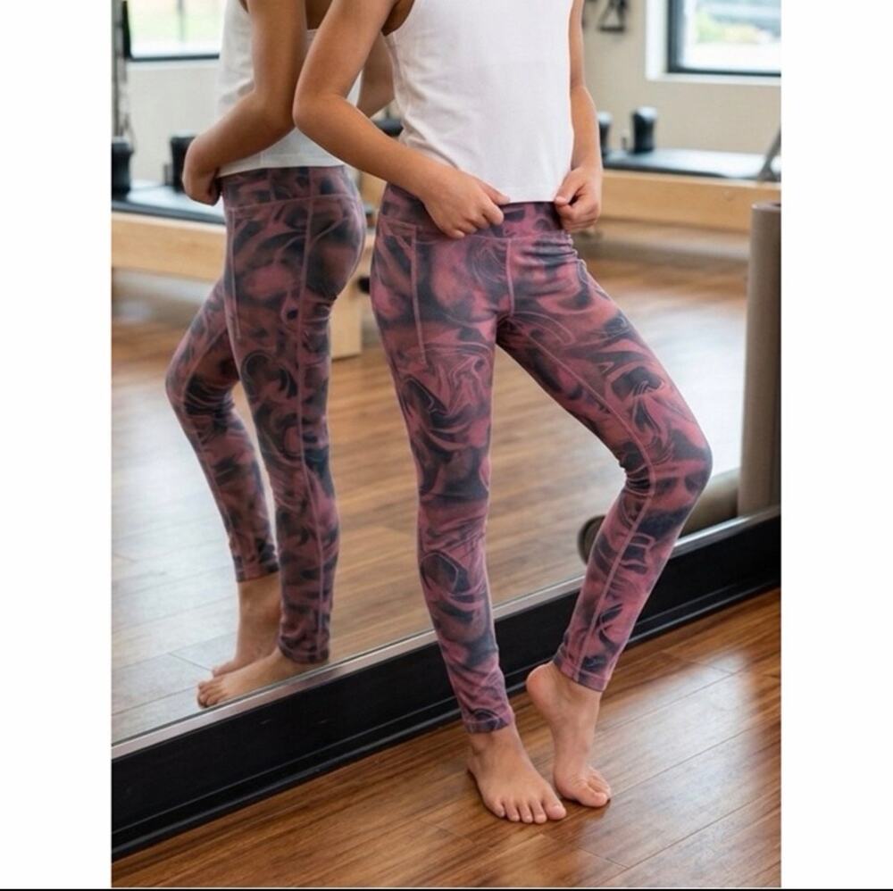 Athleta Girl High Rise Stash Leggings - Pink Marble Swirl